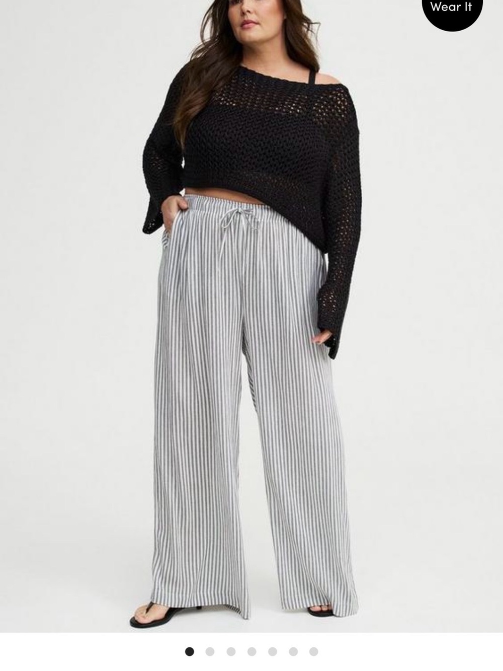torrid Black Striped Wide-Leg Drawstring Pants